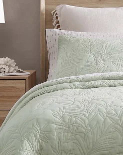 Tommy Bahama Solid Costa Sera Twin Quilt Green New
