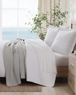 Tommy Bahama Solid King Quilt/Sham Set White Clearance