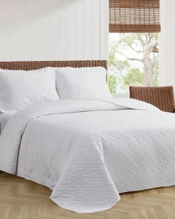 Tommy Bahama Solid King Quilt/Sham Set White Clearance