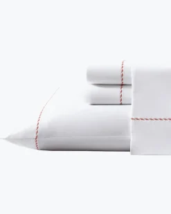 Tommy Bahama Solid 4-Piece Queen Sheet Set - Orange Orange Flame/White