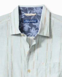 Tommy Bahama Sonora Stripe Linen-Blend Short-Sleeve Shirt Dew Drop Outlet