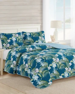 Tommy Bahama Southern Breeze 3-Piece Full/Queen Quilt Set Blue Sale
