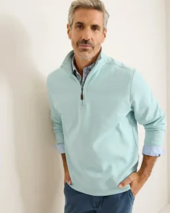 Tommy Bahama St. Kitts Half-Zip Sweatshirt Sterling Blue Clearance
