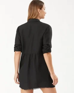 Tommy Bahama St. Lucia Linen-Blend Beach Shirt Black Sale