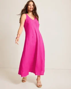 Tommy Bahama St. Lucia Linen-Blend Bias-Cut Coverup Dress Pink Maui Hot