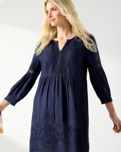 Tommy Bahama St. Lucia Linen-Blend Coverup Dress Mare Navy