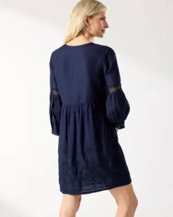 Tommy Bahama St. Lucia Linen-Blend Coverup Dress Mare Navy