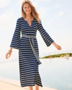Tommy Bahama Sun Harbor Midi Caftan Dress Island Navy Discount