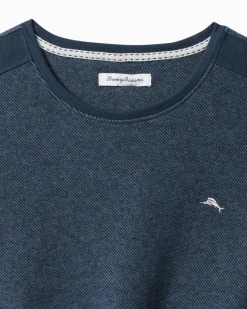 Tommy Bahama Textured Twill Stripe Crew Long-Sleeve Top Dark Moonlight Hot