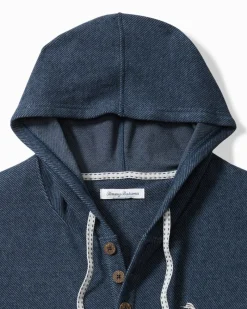 Tommy Bahama Textured Twill Stripe Hoodie Dark Moonlight Best