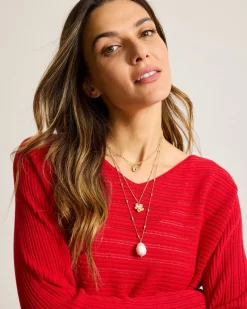 Tommy Bahama Tidal Treasure Floral Charm Layered Necklace Gold Outlet