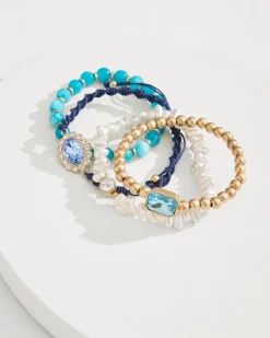 Tommy Bahama Tidal Treasure Pearl and Semi-Precious Stone Bracelet Set Gold Best