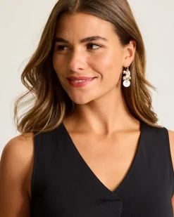 Tommy Bahama Tidal Treasure Pearl Shaky Drop Earrings Gold New