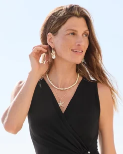 Tommy Bahama Tidal Treasure Pearl Shaky Drop Earrings Gold New