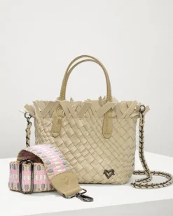 Tommy Bahama Tiny Mini Fringe Woven Tote Sand Hot