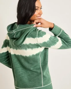 Tommy Bahama Tobago Bay Tie-Dye Stripe Hoodie Dark Spearmint Hot