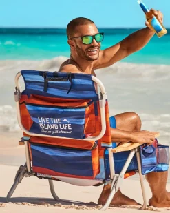 Tommy Bahama Sunset Stripe Deluxe Backpack Beach Chair Multicolor New