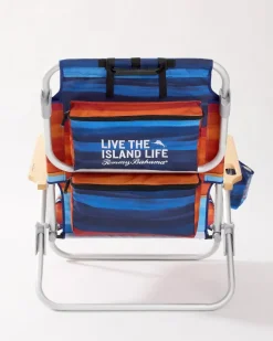 Tommy Bahama Sunset Stripe Deluxe Backpack Beach Chair Multicolor New