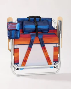 Tommy Bahama Sunset Stripe Deluxe Backpack Beach Chair Multicolor New