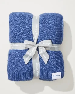 Tommy Bahama Treillage Knit Throw Blue Best