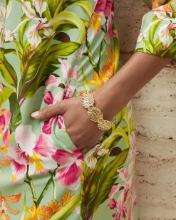 Tommy Bahama Tropical Blooms Monstera Stretch Bracelet Gold Discount
