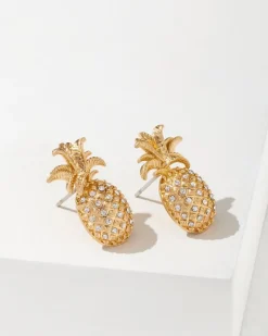 Tommy Bahama Tropical Blooms Pineapple Stud Earrings Gold