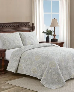 Tommy Bahama Turtle Cove 3-Piece King Quilt Set Grey Best
