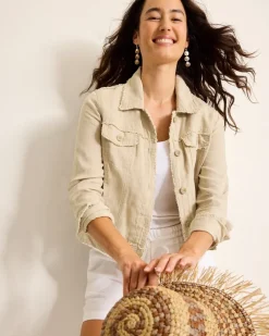 Tommy Bahama Two Palms Linen Raw-Edge Jacket Natural Best