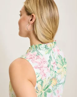 Tommy Bahama Two Palms Orchid Oasis Linen Shift Dress Summer Grey Clearance