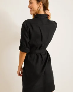 Tommy Bahama Two Palms Patch-Pocket Linen Dress Black Sale