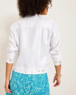 Tommy Bahama Two Palms Shimmer Linen Jacket White New