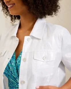 Tommy Bahama Two Palms Shimmer Linen Jacket White New