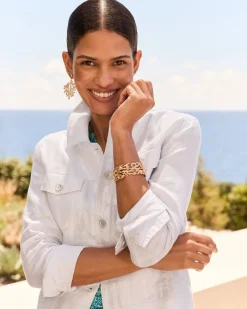 Tommy Bahama Two Palms Shimmer Linen Jacket White New