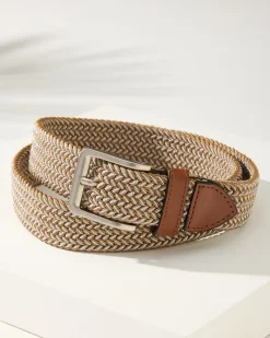 Tommy Bahama Two-Tone Stretch Webbed Belt Khaki Best