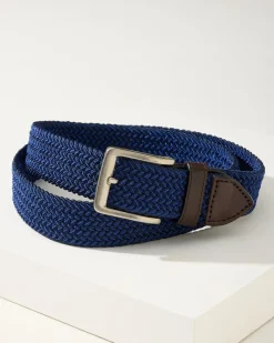 Tommy Bahama Two-Tone Stretch Webbed Belt Dark Navy Discount