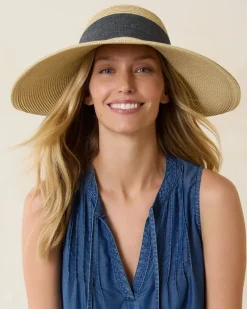 Tommy Bahama Ultra-Braid Bow Sun Hat Charcoal