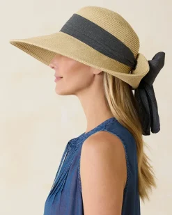 Tommy Bahama Ultra-Braid Bow Sun Hat Charcoal