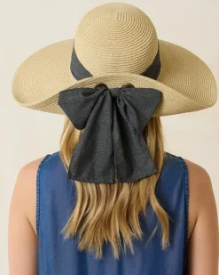 Tommy Bahama Ultra-Braid Bow Sun Hat Charcoal