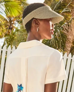 Tommy Bahama Ultra-Braid Packable Visor Brown Multi Sale