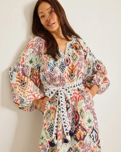 Tommy Bahama Vista Cove Long-Sleeve Midi Dress White Sand