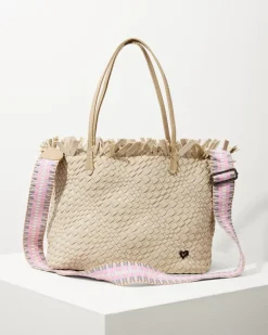 Tommy Bahama Vulcan Fringe Top Large Tote & Wristlet Sand Online