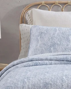 Tommy Bahama Water Leaves 2-Piece Twin Quilt Set Blue Discount