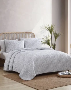 Tommy Bahama Water Leaves 2-Piece Twin Quilt Set Grey Discount