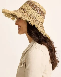 Tommy Bahama Waverly Frayed Edge Raffia Sun Hat Brown Outlet