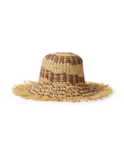 Tommy Bahama Waverly Frayed Edge Raffia Sun Hat Brown Outlet