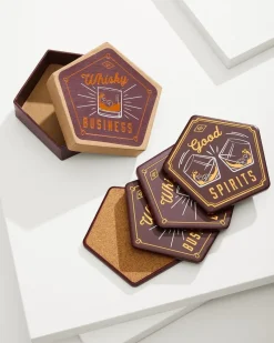 Tommy Bahama Whisky Business Coasters — Set of 4 Brown Discount