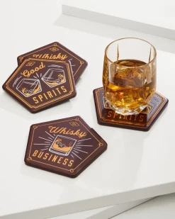 Tommy Bahama Whisky Business Coasters — Set of 4 Brown Discount
