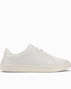 Tommy Bahama Women's OluKai® Pehuea Lī 'Ili Leather Lace-Up Sneakers Bright White Clearance