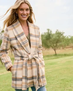Tommy Bahama Wooly Plaid Wrap Coat Neutral Best