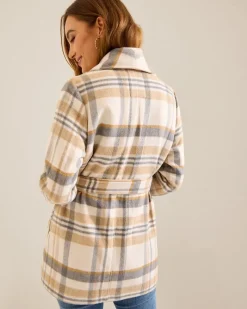 Tommy Bahama Wooly Plaid Wrap Coat Neutral Best